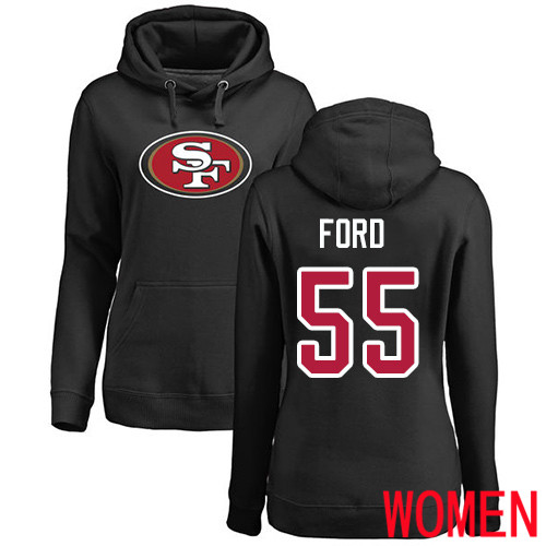 San Francisco 49ers Black Women Dee Ford Name and Number Logo 55 Pullover NFL Hoodie Sweatshirts